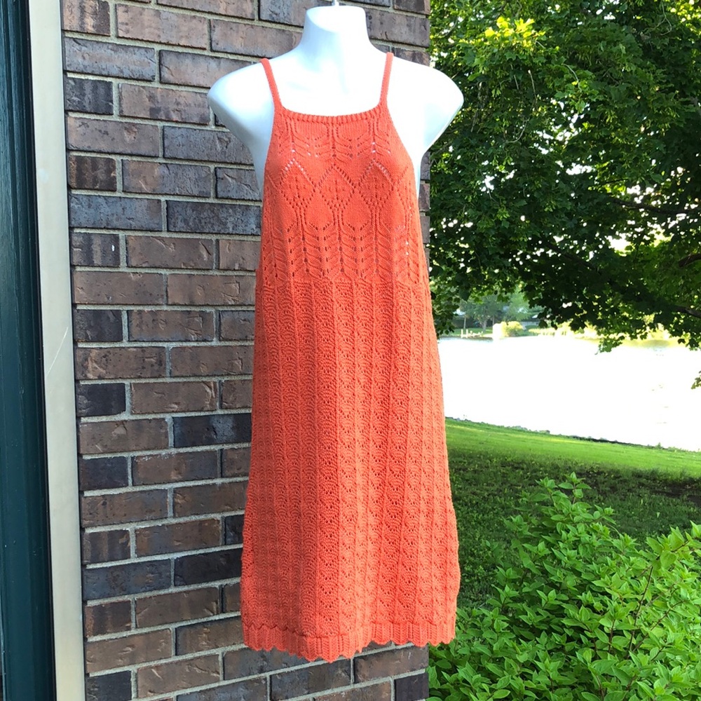 Mango Orange Crochet Dress